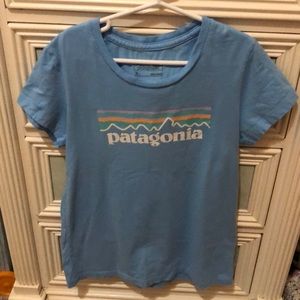 A Patagonia blue shirt